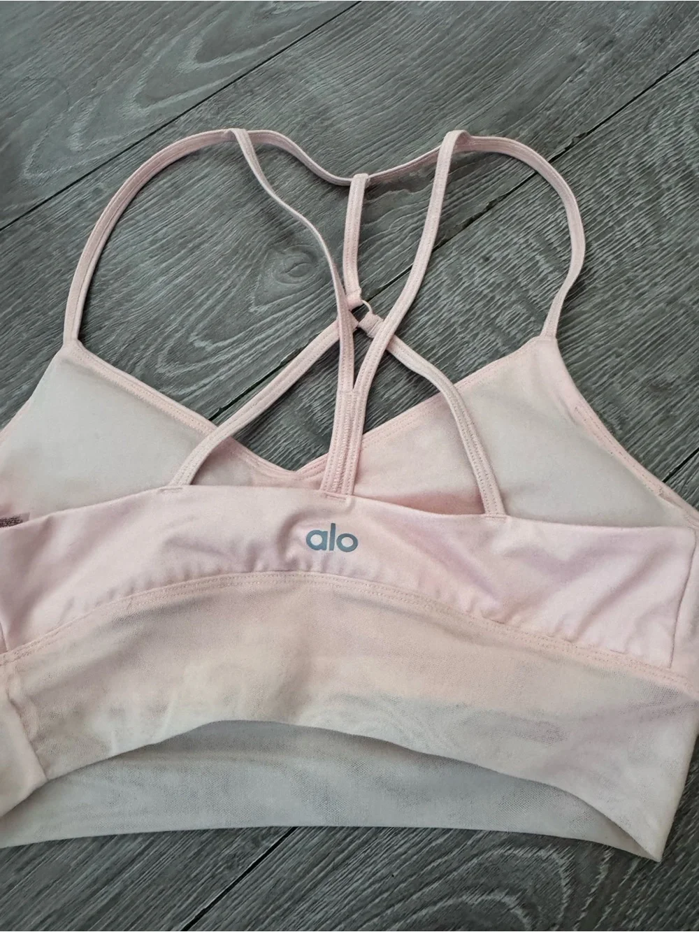Alo NWOT Light Pink Strappy Bralette & Ambiance Shorts Top sz M/bottoms sz small